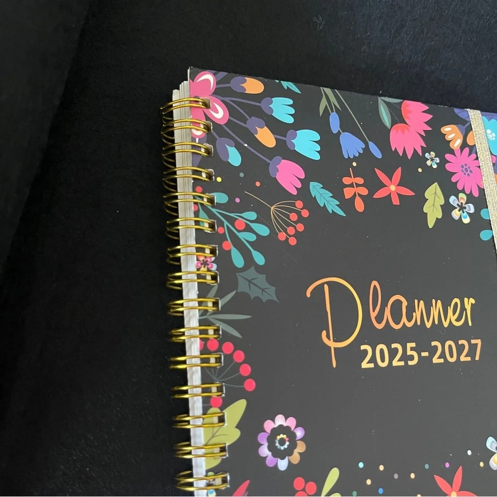2025 - 2027 3 Year Black Floral Planner Calendar